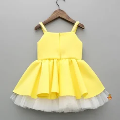 Best Bow Embellished Yellow Strappy Flared Dress Dresses & Sets | Dresses