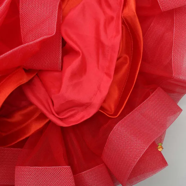 Outlet Bows Enhanced Ruffle Layered Red Net Dress Dresses & Sets | Dresses