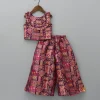 Sale Brocade Pleated Magenta Top With Palazzo Ethnic Wear | Palazzos & Shararas