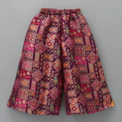Sale Brocade Pleated Magenta Top With Palazzo Ethnic Wear | Palazzos & Shararas