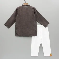 Sale Brown Embroidered Kurta And Pyjama BOY Indian Ethnic Wear | Ethnic Sets