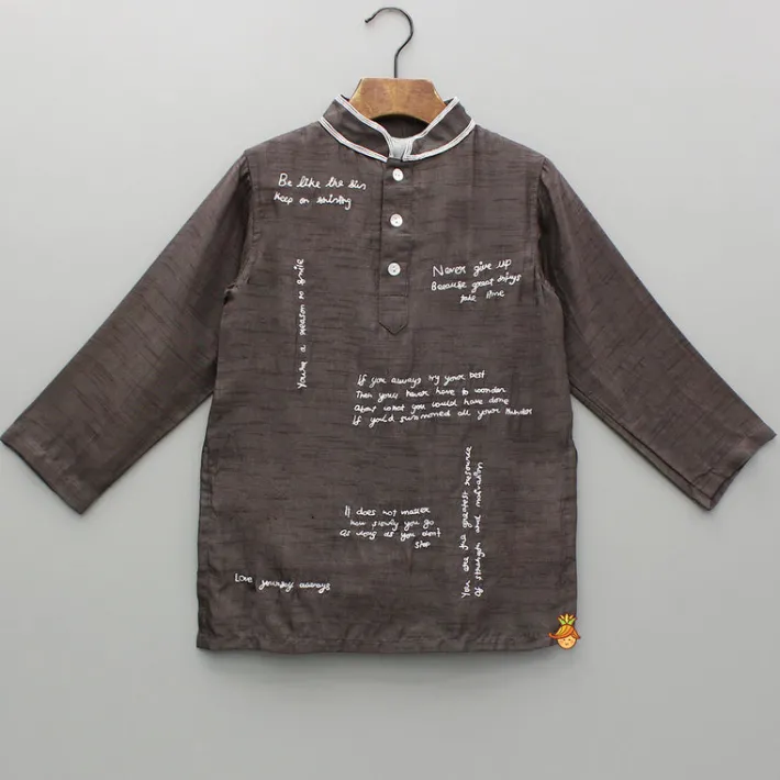 Sale Brown Embroidered Kurta And Pyjama BOY Indian Ethnic Wear | Ethnic Sets