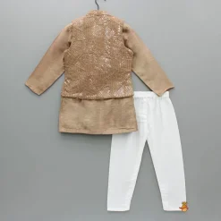 Hot Brown Ethnic Kurta With Embroidered Jacket And Pyjama BOY Indian Ethnic Wear | Ethnic Sets