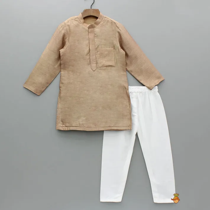 Hot Brown Ethnic Kurta With Embroidered Jacket And Pyjama BOY Indian Ethnic Wear | Ethnic Sets