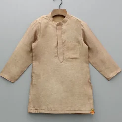 Hot Brown Ethnic Kurta With Embroidered Jacket And Pyjama BOY Indian Ethnic Wear | Ethnic Sets