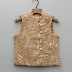 Hot Brown Ethnic Kurta With Embroidered Jacket And Pyjama BOY Indian Ethnic Wear | Ethnic Sets