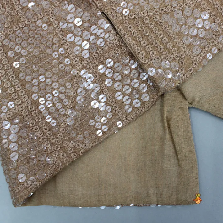 Hot Brown Ethnic Kurta With Embroidered Jacket And Pyjama BOY Indian Ethnic Wear | Ethnic Sets