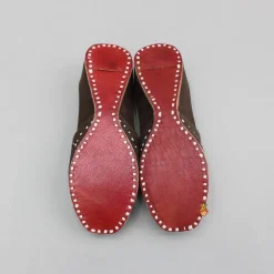 Hot Brown Faux Mirror And Embroidered Jutti BOY Shoes