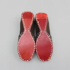 Discount Brown Faux Mirror work And Thread Embroidered Jutti BOY Shoes