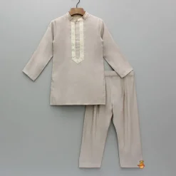 New Brown Sequin Lace Detailed Kurta With Pyjama BOY Indian Ethnic Wear | Ethnic Sets