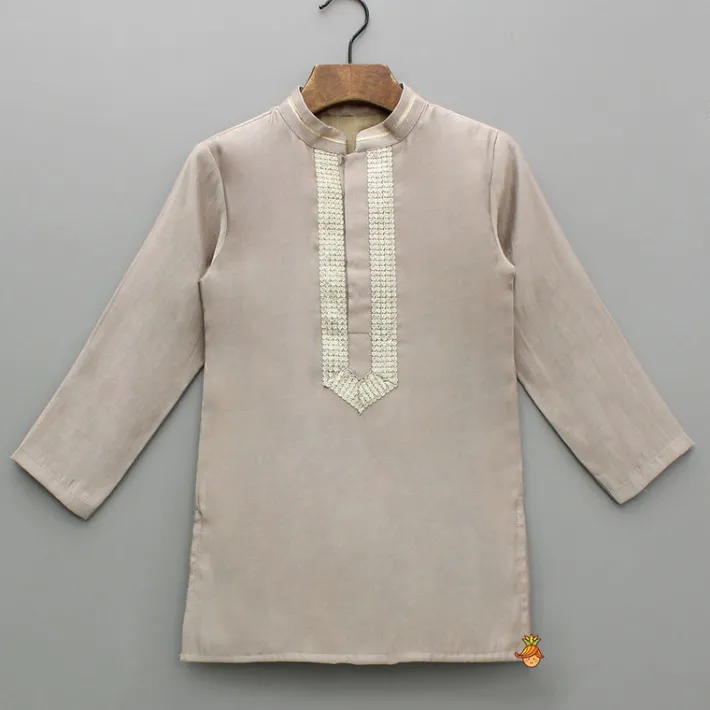 New Brown Sequin Lace Detailed Kurta With Pyjama BOY Indian Ethnic Wear | Ethnic Sets