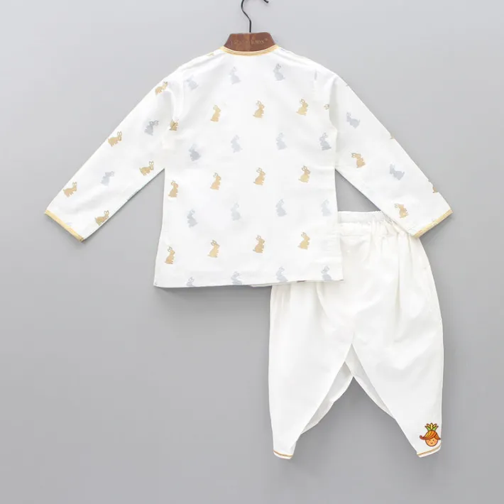 Sale Bunny Print Short Kurta And Dhoti BOY Indian Ethnic Wear | Ethnic Sets