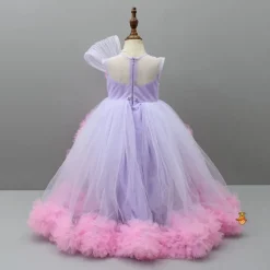 Fashion Butterfly Adorned Net High Low Dress With Matching Detachable Bow Dresses & Sets | Dresses