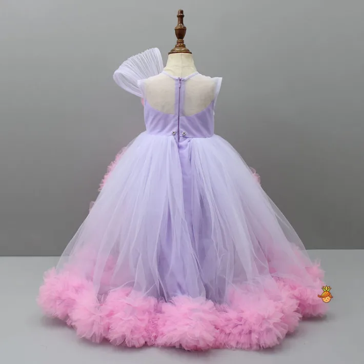 Fashion Butterfly Adorned Net High Low Dress With Matching Detachable Bow Dresses & Sets | Dresses