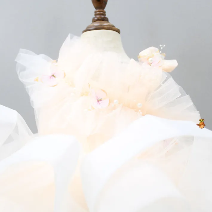 Sale Butterfly And Pearl String Enhanced Ruffle Shaded Peach Dress Dresses & Sets | Dresses