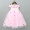 Best Butterfly And Pearls Enhanced Yoke Floral Baby Pink Gown With Detachable Drape Bow Dresses & Sets | Gowns
