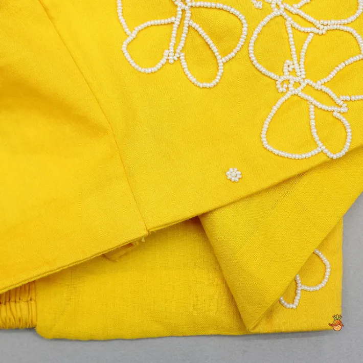 Hot Butterfly Embroidered Strappy Yellow Top And Flared Lehenga Ethnic Wear | Lehengas & Ghagras