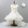 Best Butterfly Net Off White Trail Dress With Matching Bow Hair Clip Dresses & Sets | Dresses