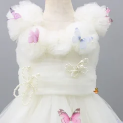 Best Butterfly Net Off White Trail Dress With Matching Bow Hair Clip Dresses & Sets | Dresses