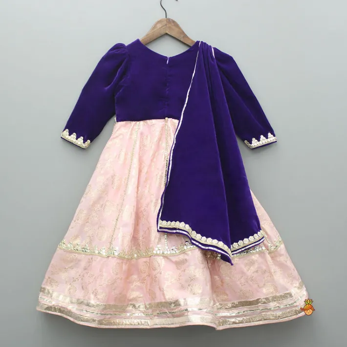 Sale Chanderi Embroidered Dual Tone Anarkali With Attached Dupatta Ethnic Wear | Sarees & Anarkalis