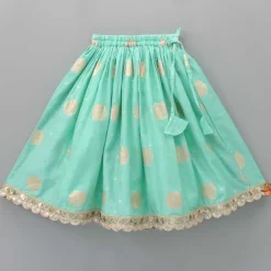 New Chanderi Embroidered Green Top And Lehenga With Matching Dupatta Ethnic Wear | Lehengas & Ghagras