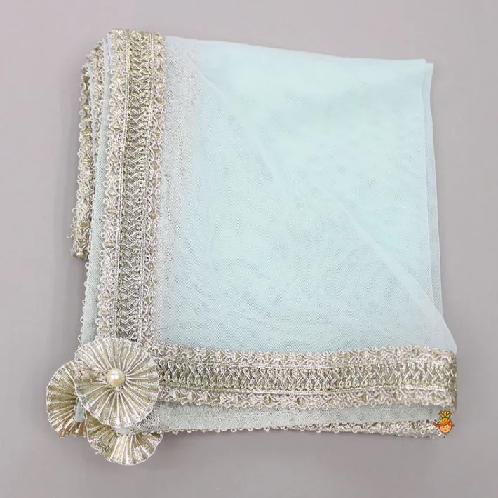 Fashion Chanderi Embroidered Green Top And Lehenga With Dupatta And Potli Bag Ethnic Wear | Lehengas & Ghagras