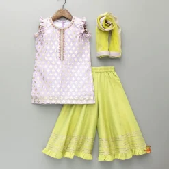 Sale Chanderi Embroidered Kurti With Palazzo And Dupatta Ethnic Wear | Palazzos & Shararas