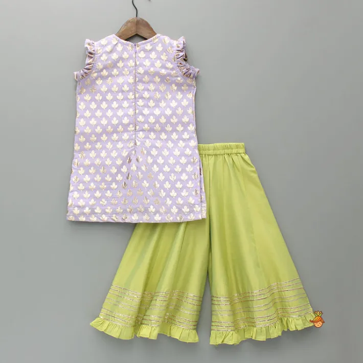 Sale Chanderi Embroidered Kurti With Palazzo And Dupatta Ethnic Wear | Palazzos & Shararas