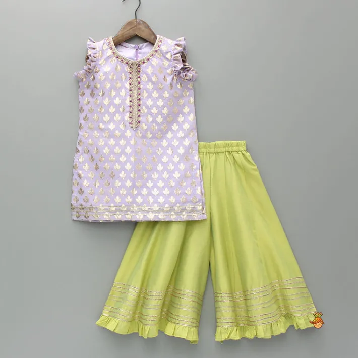 Sale Chanderi Embroidered Kurti With Palazzo And Dupatta Ethnic Wear | Palazzos & Shararas