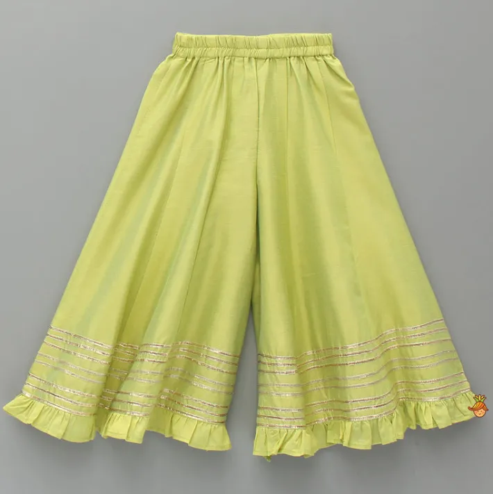 Sale Chanderi Embroidered Kurti With Palazzo And Dupatta Ethnic Wear | Palazzos & Shararas