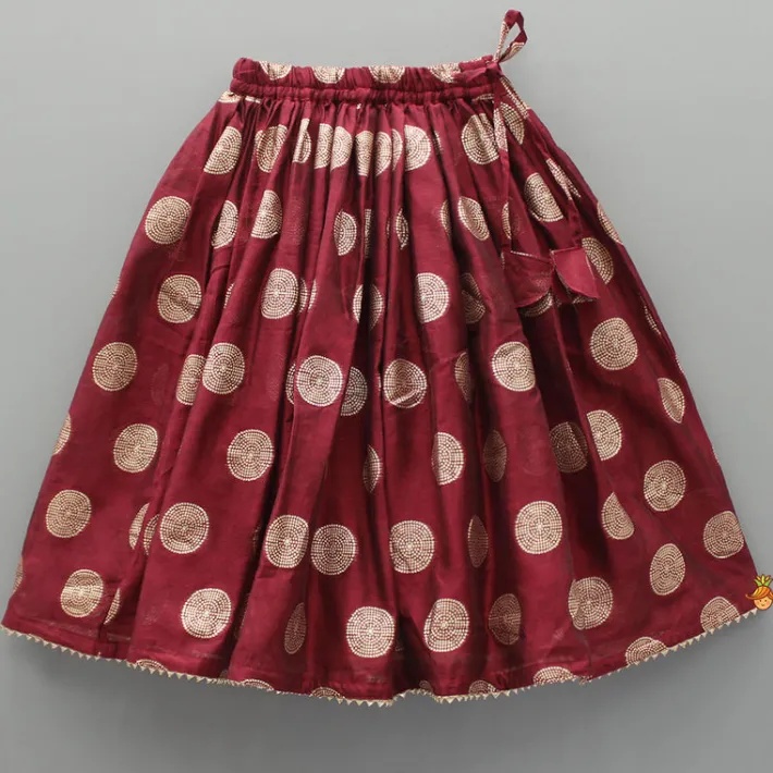 Discount Chanderi Embroidered Maroon Peplum Top With Lehenga Ethnic Wear | Lehengas & Ghagras