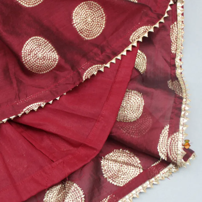 Discount Chanderi Embroidered Maroon Peplum Top With Lehenga Ethnic Wear | Lehengas & Ghagras