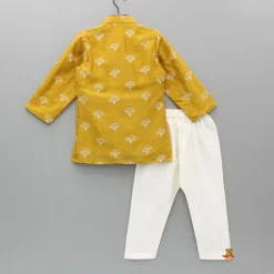 Discount Chanderi Embroidered Mustard Kurta And Pyjama BOY Indian Ethnic Wear | Ethnic Sets