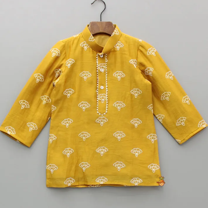 Discount Chanderi Embroidered Mustard Kurta And Pyjama BOY Indian Ethnic Wear | Ethnic Sets