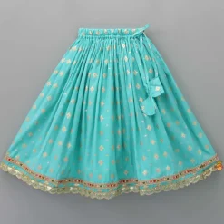 Clearance Chanderi Embroidered Teal Green Top And Lehenga With Contrasting Dupatta Ethnic Wear | Lehengas & Ghagras