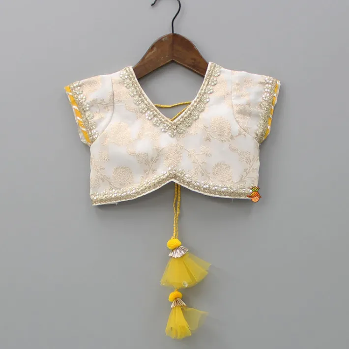 Outlet Chanderi Embroidered Top With Lehenga And Net Dupatta Ethnic Wear | Lehengas & Ghagras