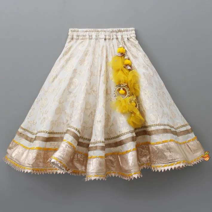 Outlet Chanderi Embroidered Top With Lehenga And Net Dupatta Ethnic Wear | Lehengas & Ghagras