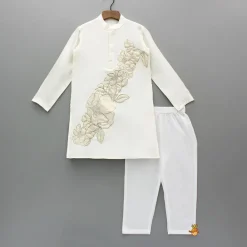 Fashion Chanderi Kurta With Applique Embroidery And Pyjama BOY Indian Ethnic Wear | Ethnic Sets