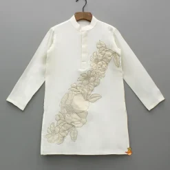 Fashion Chanderi Kurta With Applique Embroidery And Pyjama BOY Indian Ethnic Wear | Ethnic Sets