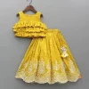 Fashion Chanderi Printed Mustard Ruffled Top And Embroidered Lehenga Ethnic Wear | Lehengas & Ghagras