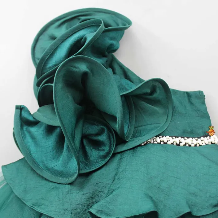 Clearance Charming Green Ruffled One Shoulder Dress Dresses & Sets | Dresses