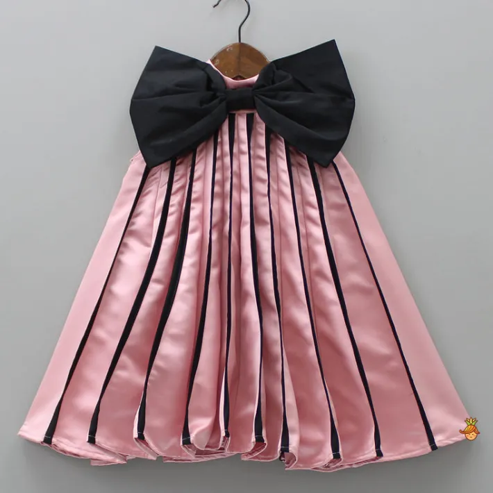Outlet Charming Pink And Black Stylish Pleated Dress Dresses & Sets | Dresses