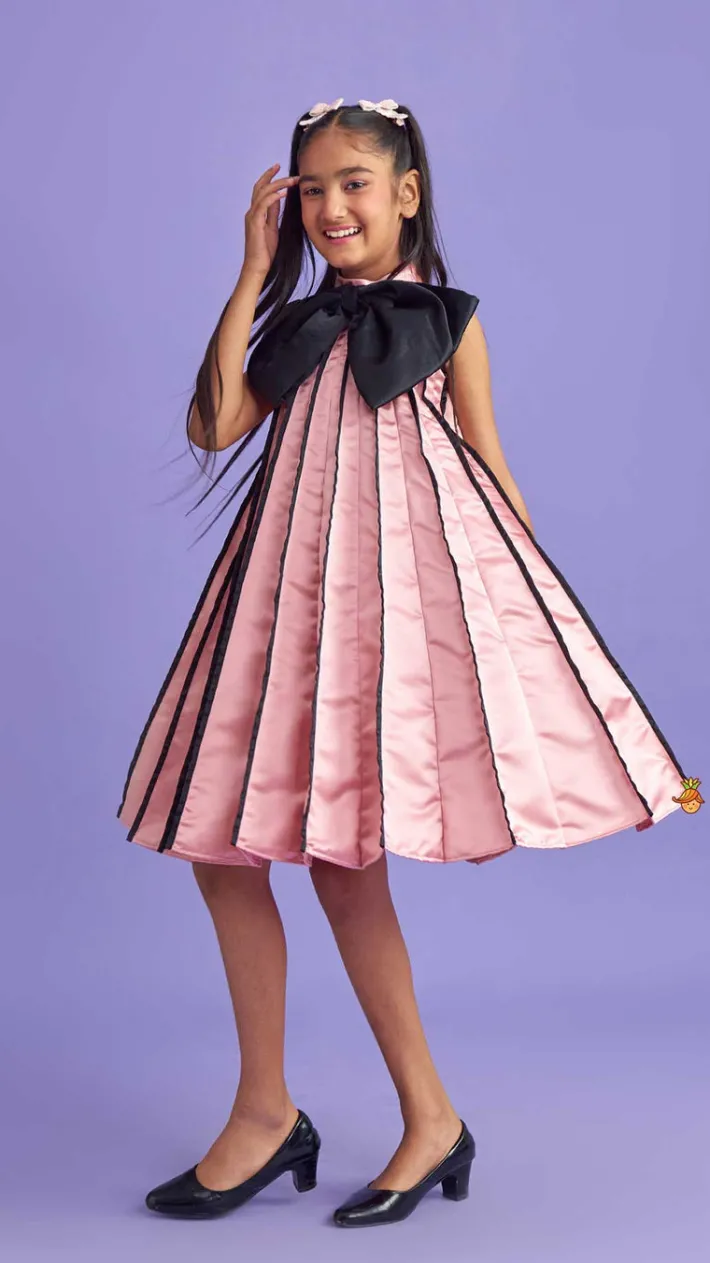 Outlet Charming Pink And Black Stylish Pleated Dress Dresses & Sets | Dresses