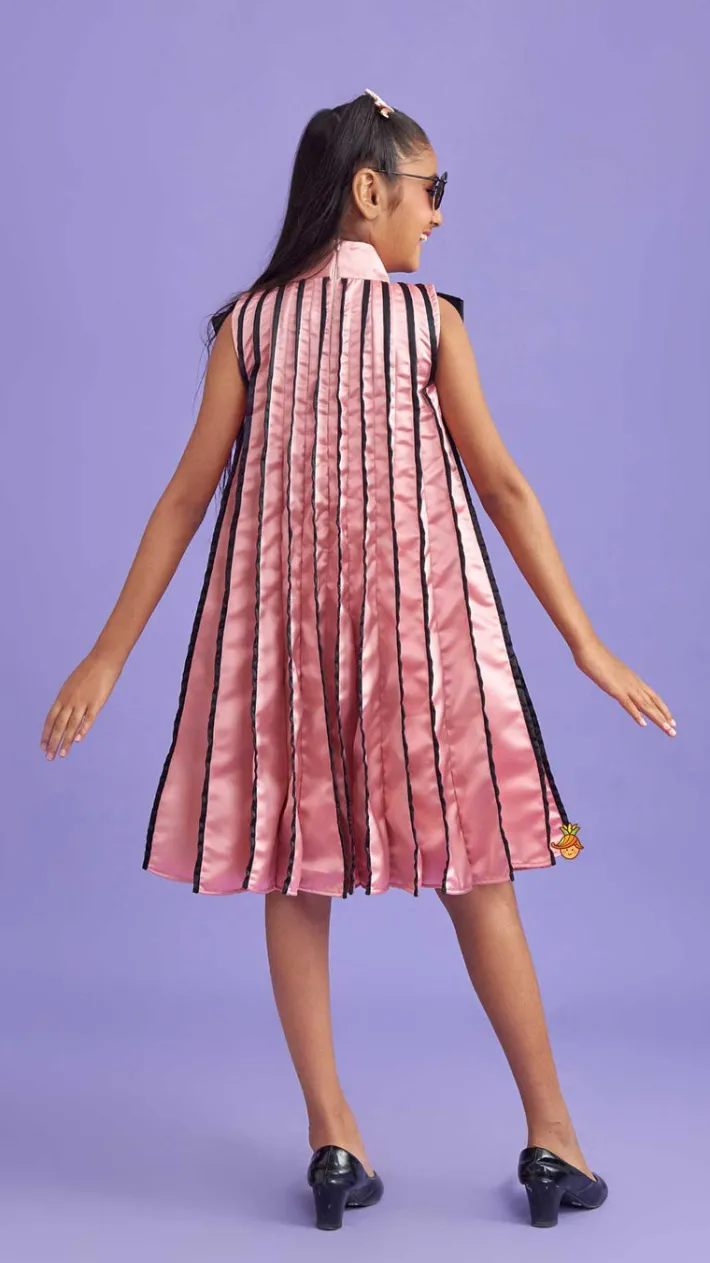 Outlet Charming Pink And Black Stylish Pleated Dress Dresses & Sets | Dresses