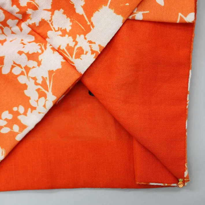Sale Checks Detail Yoke Orange Top And Floral Printed Lehenga With Organza Dupatta Ethnic Wear | Lehengas & Ghagras
