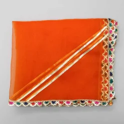 Sale Checks Detail Yoke Orange Top And Floral Printed Lehenga With Organza Dupatta Ethnic Wear | Lehengas & Ghagras