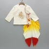 New Chevron Embroidered Off White Kurta And Dual Tone Dhoti BOY Indian Ethnic Wear | Ethnic Sets