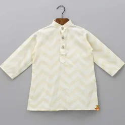 Outlet Chevron Printed Kurta With Open Jacket And Dhoti BOY Indian Ethnic Wear | Ethnic Sets
