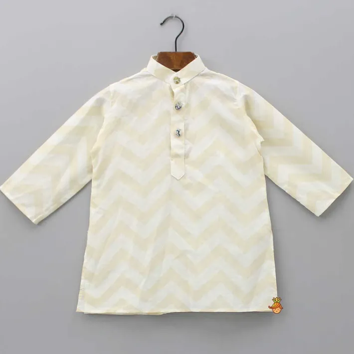 Outlet Chevron Printed Kurta With Open Jacket And Dhoti BOY Indian Ethnic Wear | Ethnic Sets