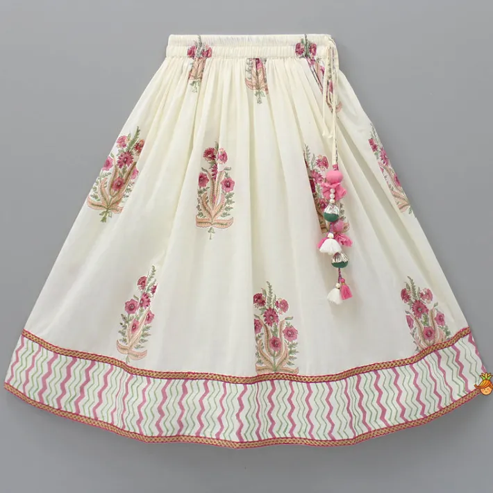 Sale Chevron Printed Strappy Top And Lehenga With Matching Dupatta Ethnic Wear | Lehengas & Ghagras